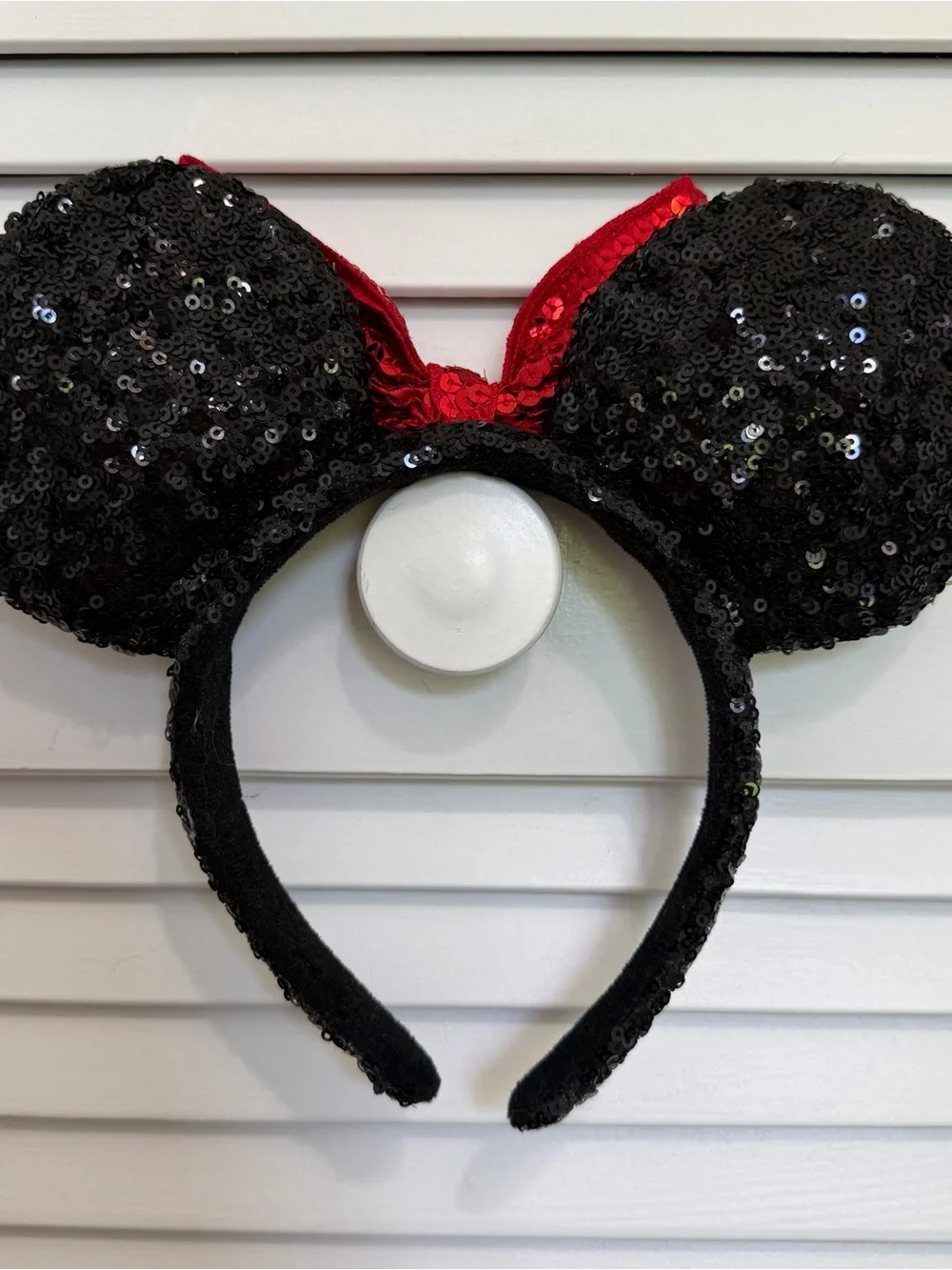 Disney Sequin Minnie Ear Headband with Red Bow
